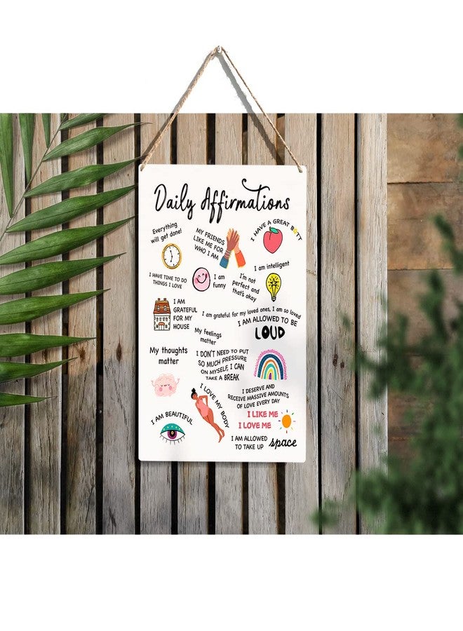 FREHVN Daily Affirmations Wood Sign Positive Wooden Signs Rustic Hanging Plaque Home Office Wall Art "8 x 10" Sign Wall Decor - Image 2